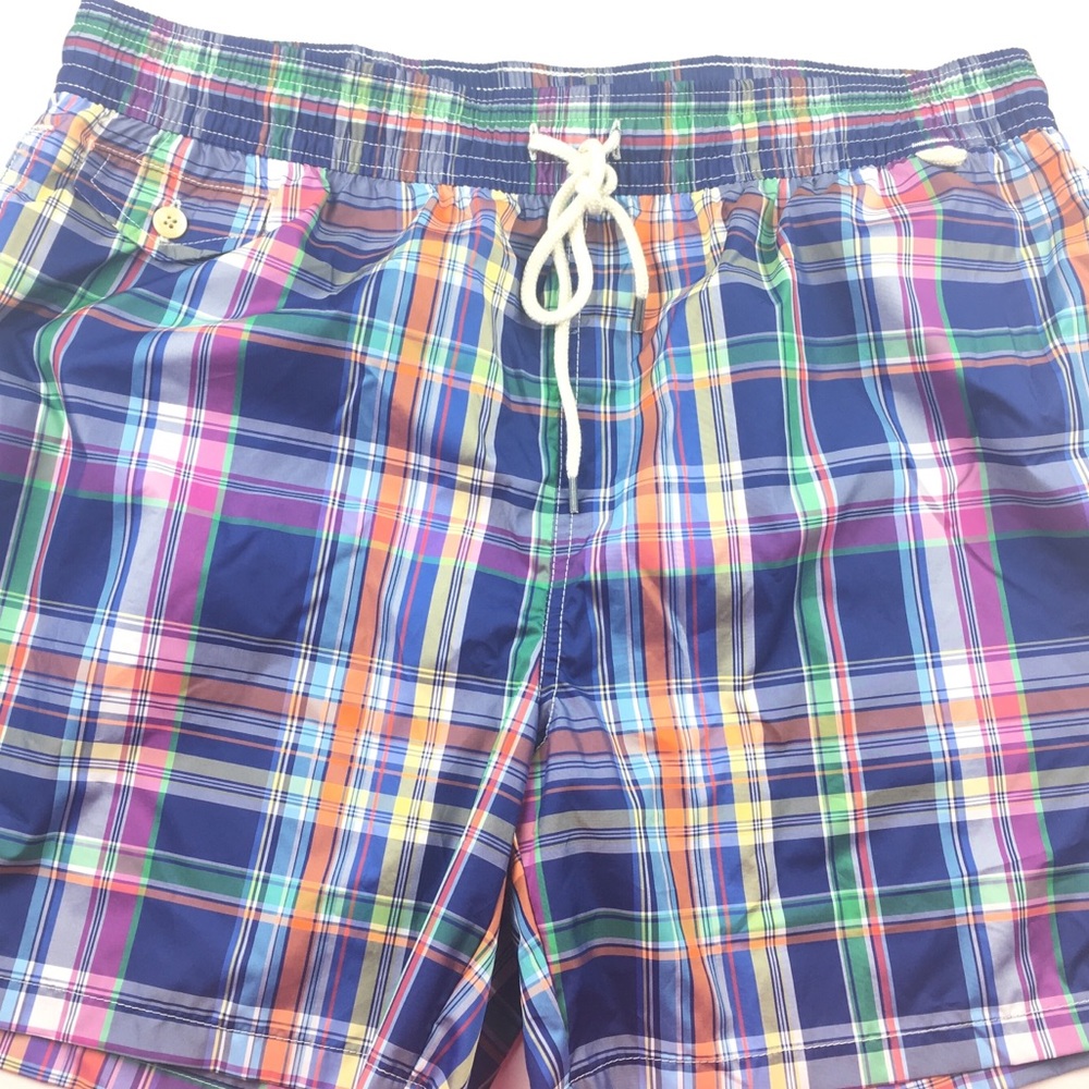Navy Cruise Plaid Swim Trunks Briefs Shorts SZ XL